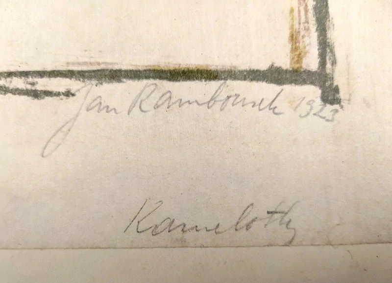 Rambousek Jan – Na ulici (Kamelotky), barevná litografie na japanu, autorský tisk, 1923