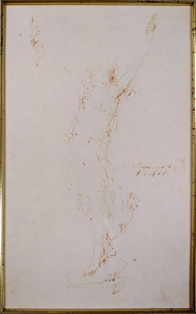 Wagner Josef st. – Studie dívky, návrh sochy, perokresba na japanu, 1955