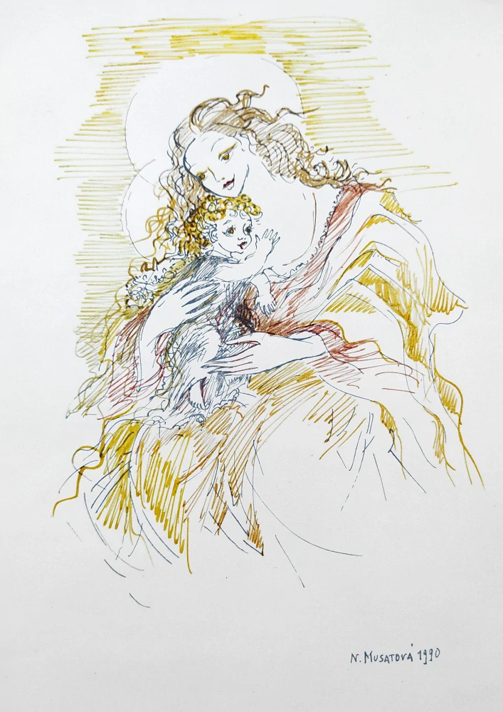 Musatová Nora – Konvolut pěti perokreseb, 80. a 90. léta