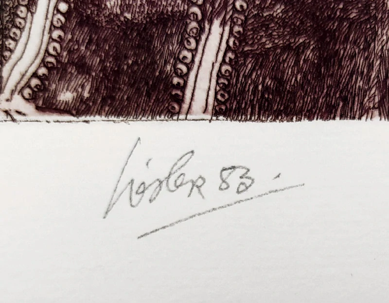 Liesler Josef – Hamlet, větší grafika, barevný lept, 1953