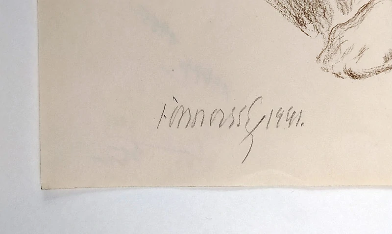 Obrovský Jakub – Nahá dívka s květinami, původní litografie, 1942