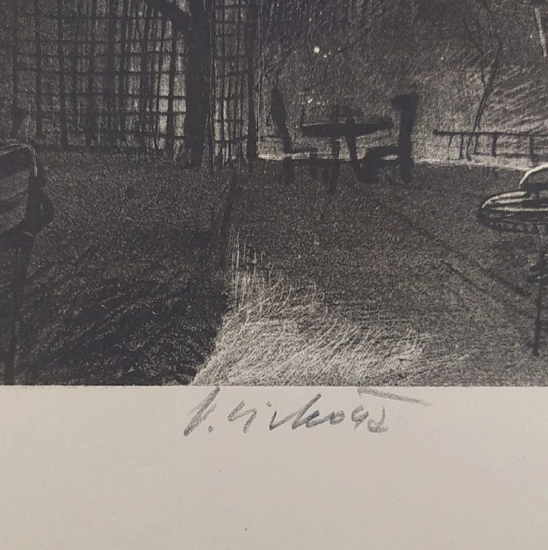 Sivko Václav – Melancholická kavárna, původní litografie, 1947