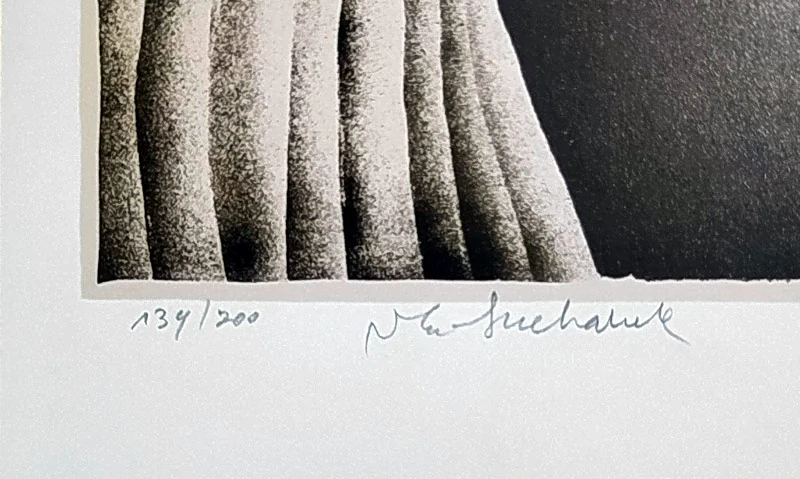 Suchánek Vladimír – Rozjímání, monochromatická litografie, 1999