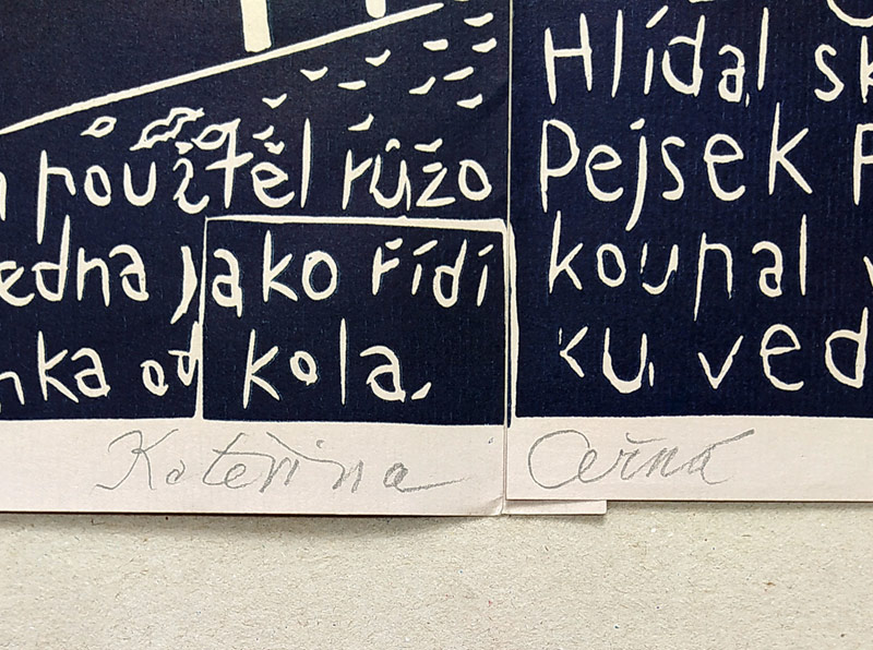 Černá Kateřina – Park Villette, soulep 2 listů, barevný linoryt, 1995