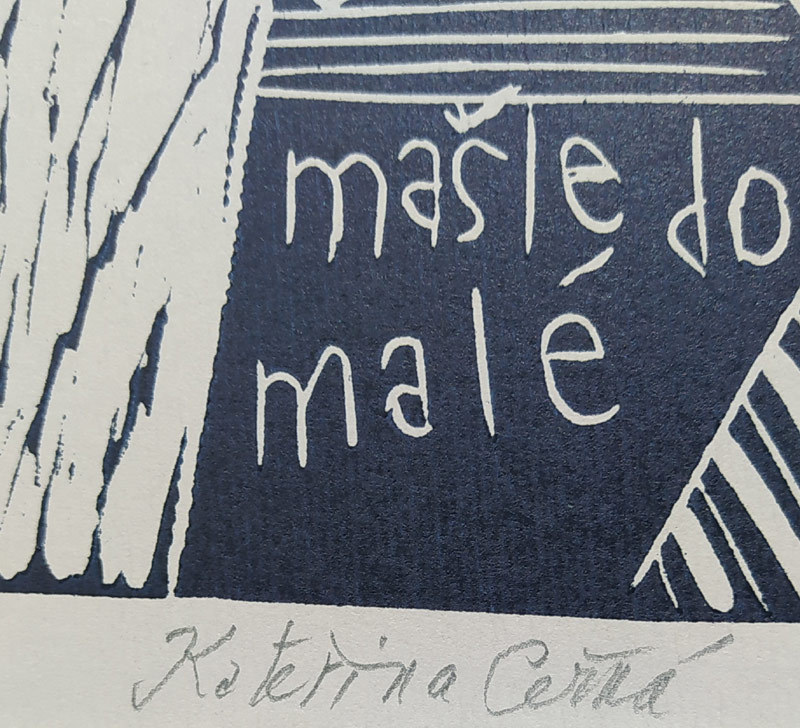 Černá Kateřina – Maminka s holčičkou, barevný linoryt, 1995