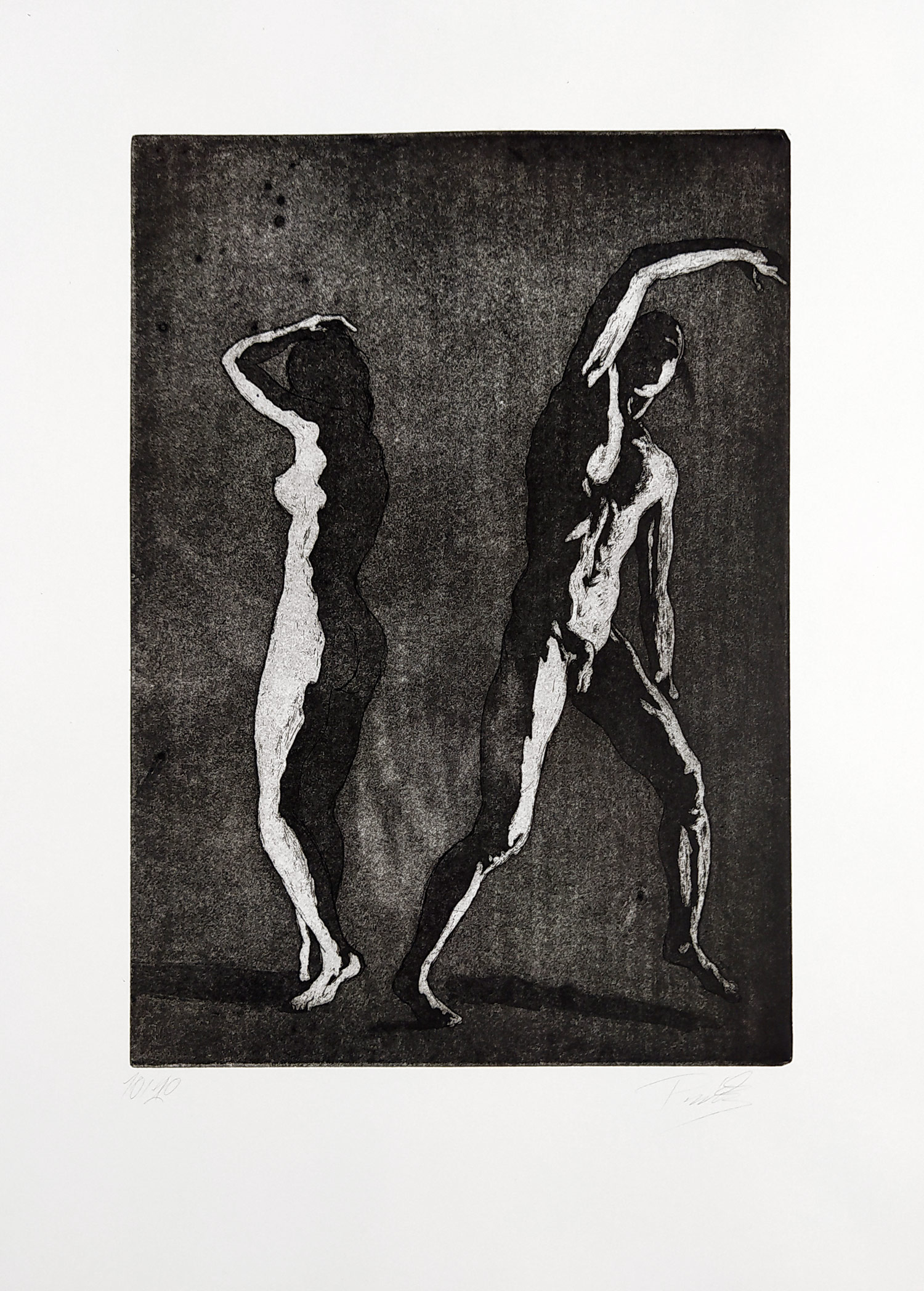 Panáček Adam – Dva, čárový lept s akvatintou, 10/20, 2023