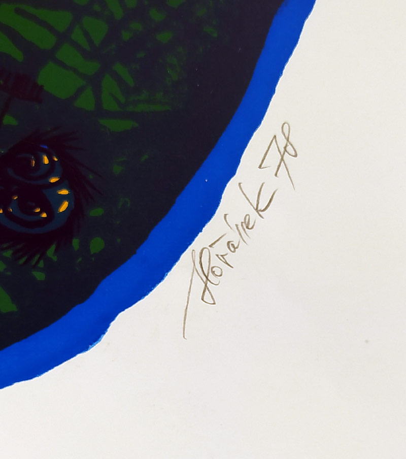 Hořánek Jaroslav – K oslavě vína, autorský tisk, serigrafie, č. 38/100, 1978