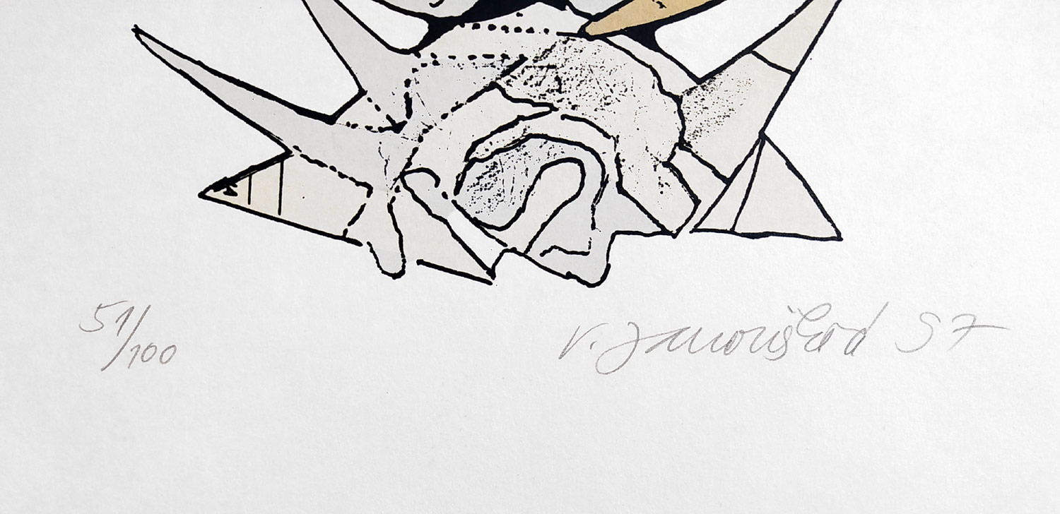 Janoušková Věra – Hlava, barevná litografie, č. 51/100, 1997