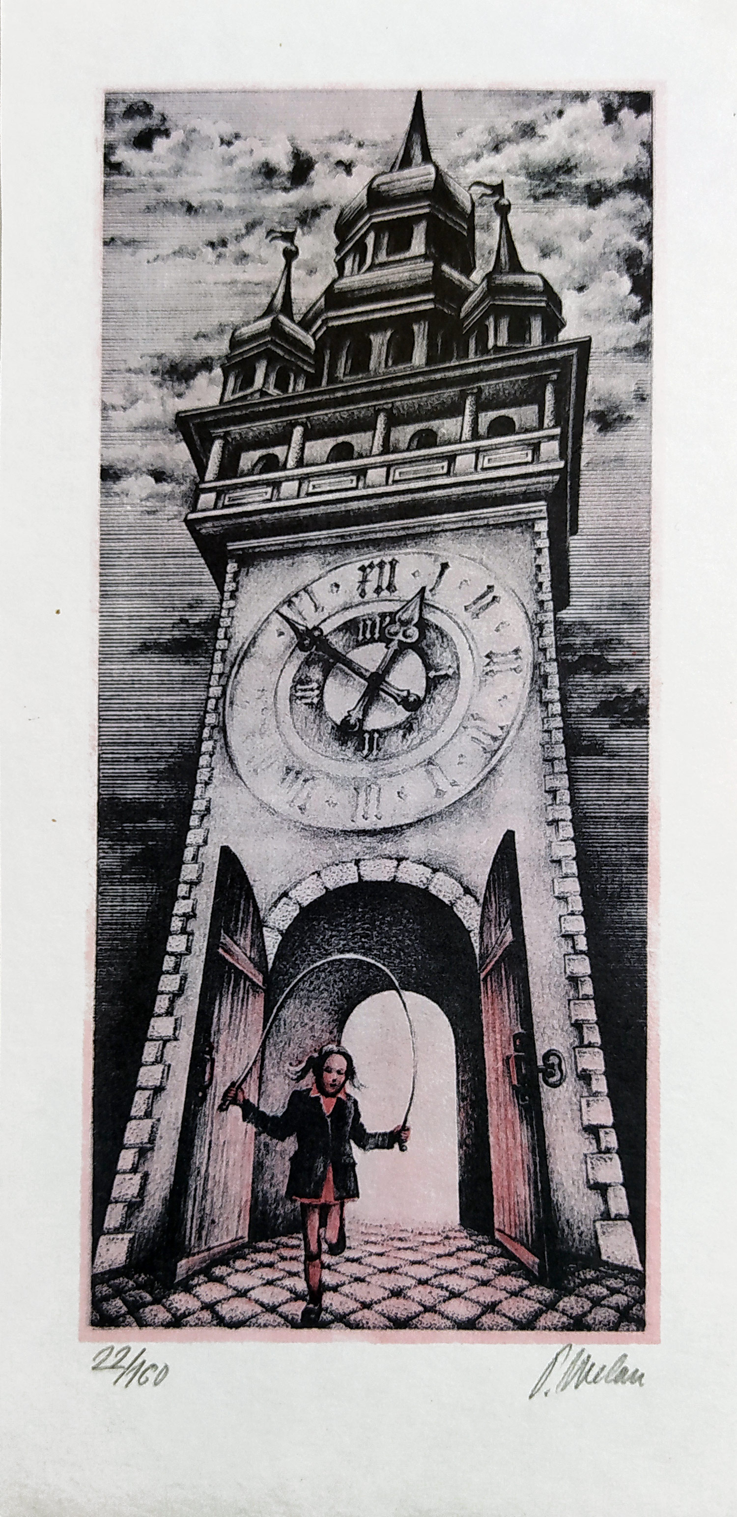 Melan Petr – Zima + Čas běží, dvě barevné litografie, nedatováno