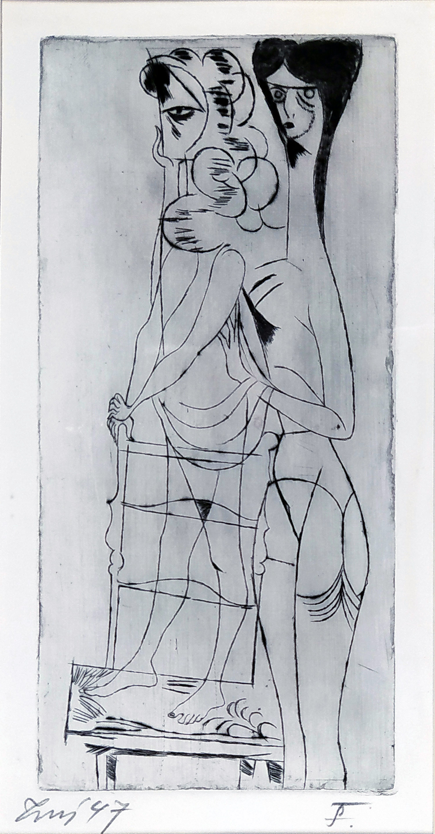 Tichý František – Lazar – Zápas s andělem, suchá jehla, č. soup. 137, 1947
