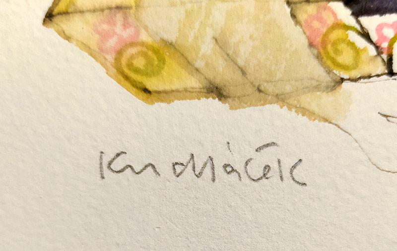 Kudláček Jan – Pohádkový motiv, kresba tuší kolorovaná akvarelem, ca 1980