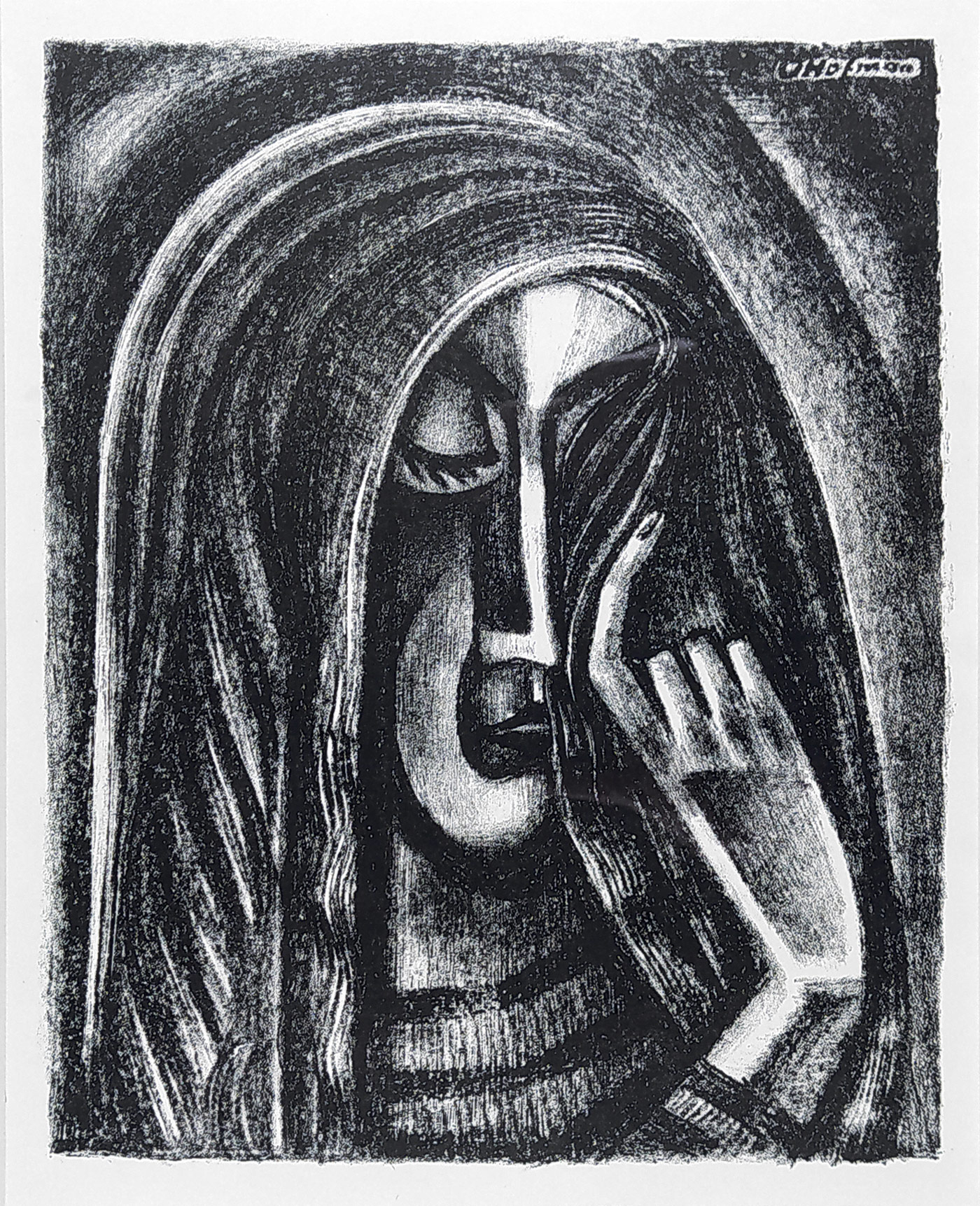 Hofman Vlastislav – Magdalena (Plačící žena), původní litografie, 1919