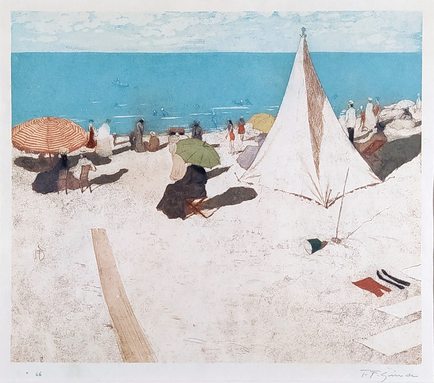 Šimon Tavík František – Slunná pláž, barevný lept, č. gr. soupisu 51, 1906