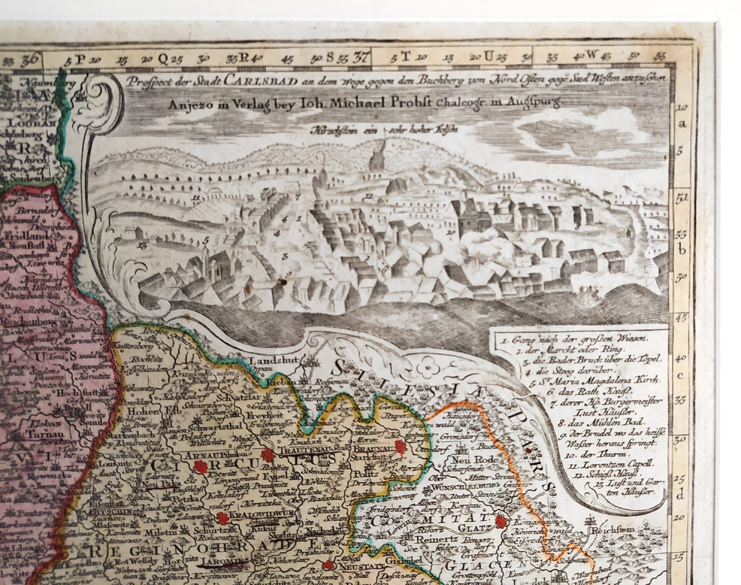  Čechy – Matthäus Seutter, staře kolorovaný původní mědiryt, ca 1730