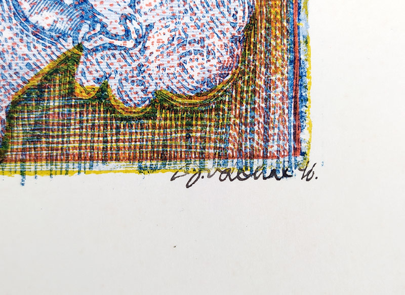 Váchal Josef – Ex libris Ruda Klinkovský, (Staré a nové umění), původní čtyřbarevný dřevoryt, 1946