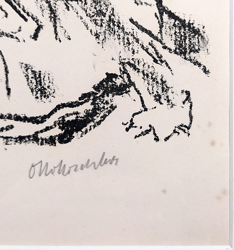 Kokoschka Oskar – Autoportrét s želvou, původní litografie, 1969