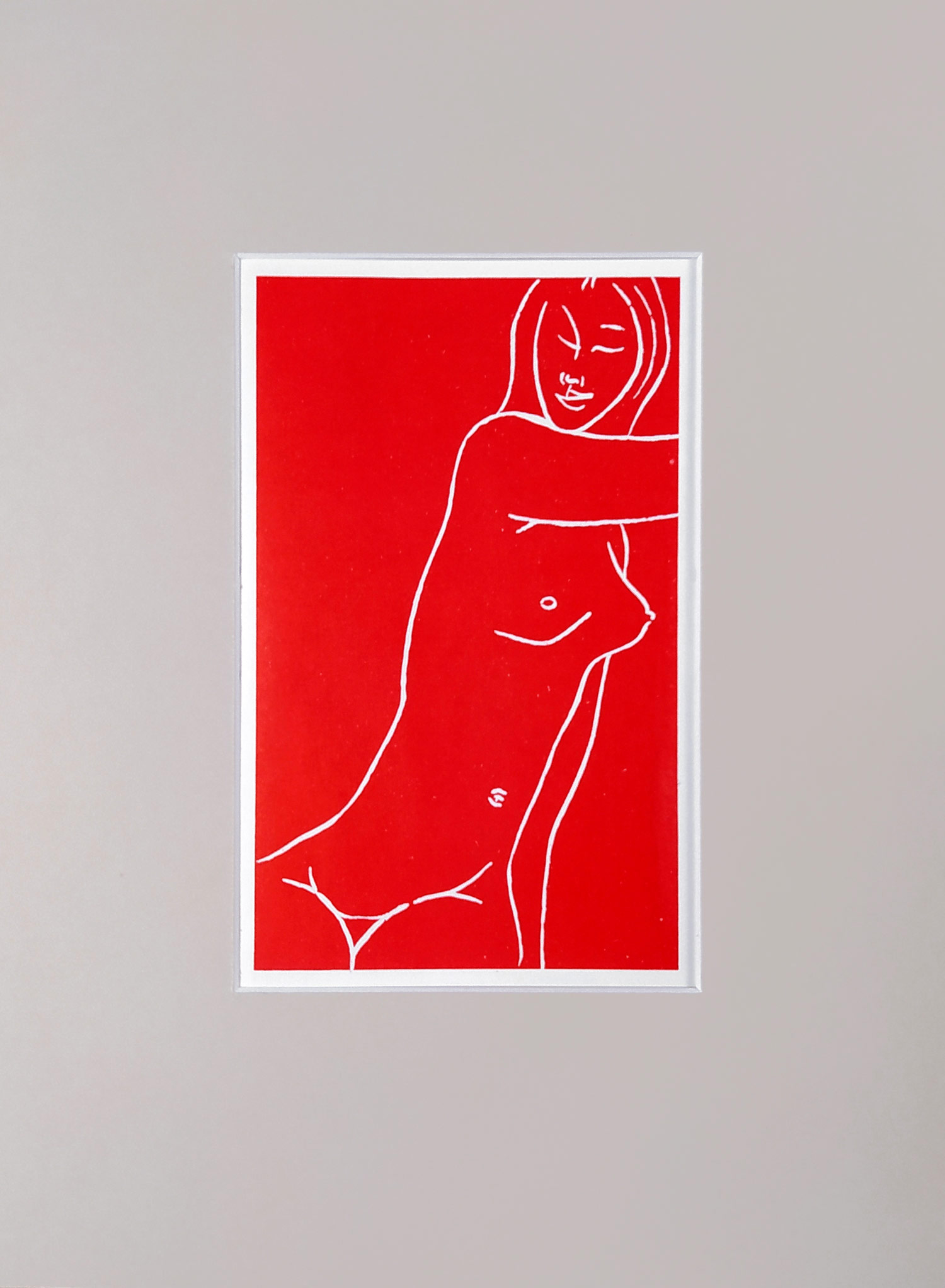 Janeček Ota – Dívčí akt, původní linoryt, ca 1980