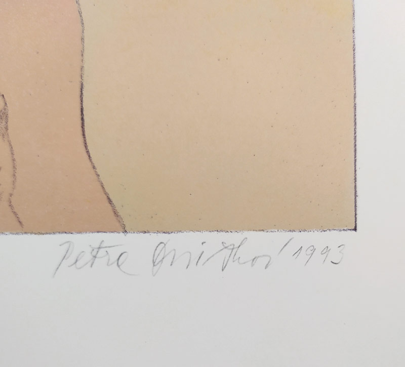 Oriešková Petra – Apollón a múzy, kolorovaná litografie s barevným podtiskem, 1993