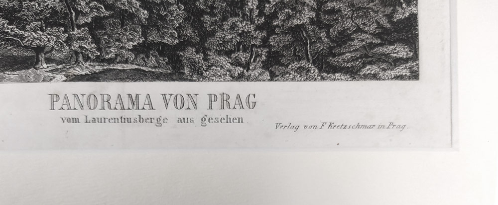 Praha – Pohled na Prahu z Petřína, Kretzschmar, původní oceloryt, 1852