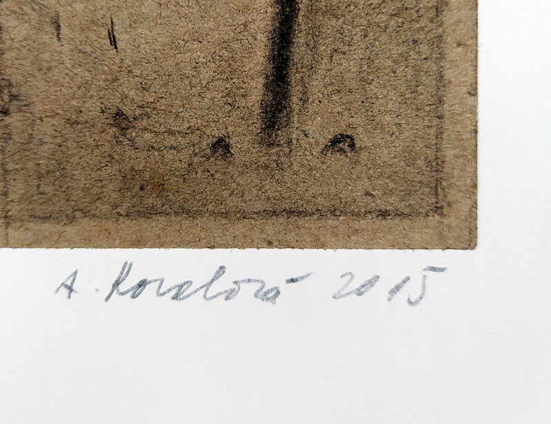 Kovalová Anežka – Prosinec, signovaná kresba uhlem, 2015