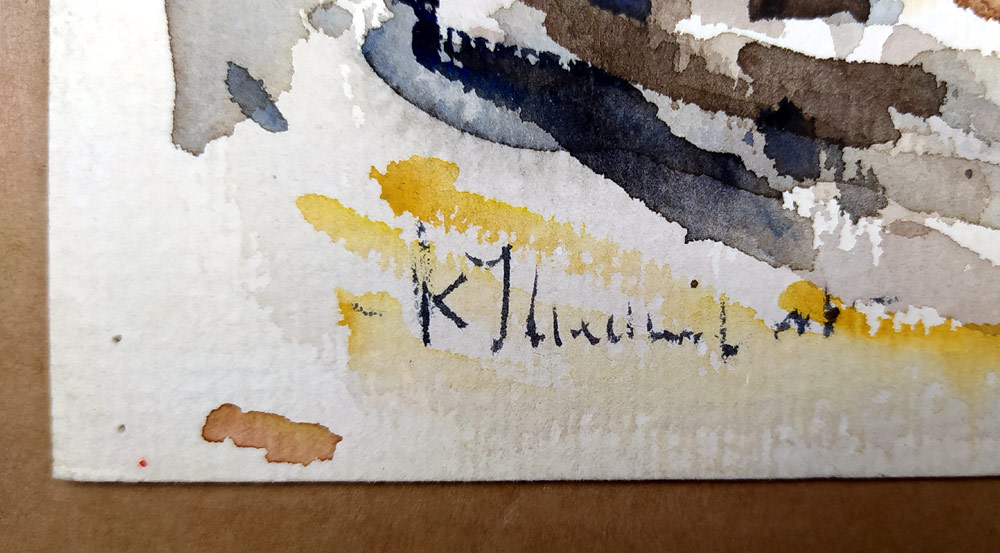 Trhy v Hyéres – neurčený autor, malba akvarelem, 1960