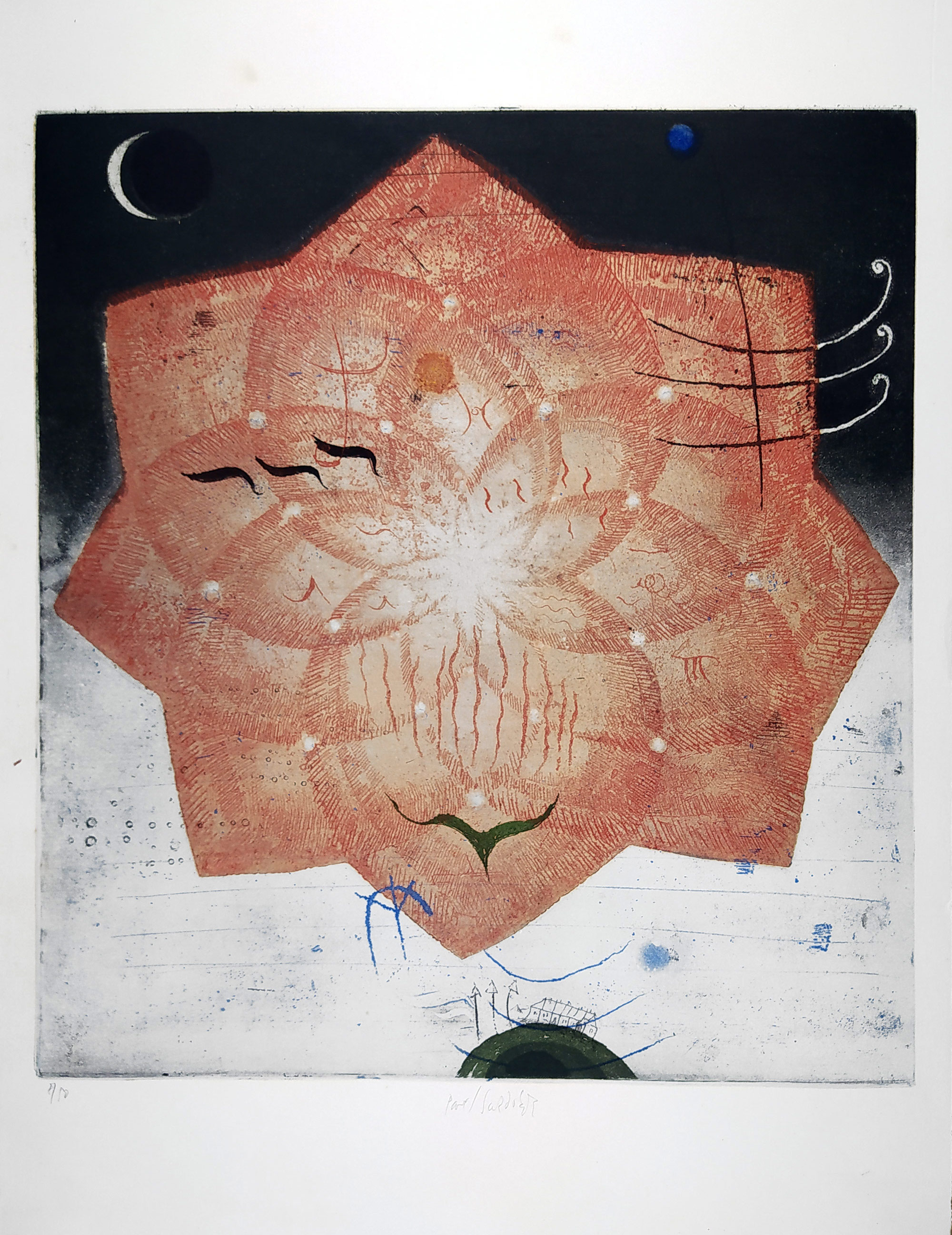 Sukdolák Pavel – Hvězda, barevný lept, č. 8/50, velkoformátová grafika, nedatováno