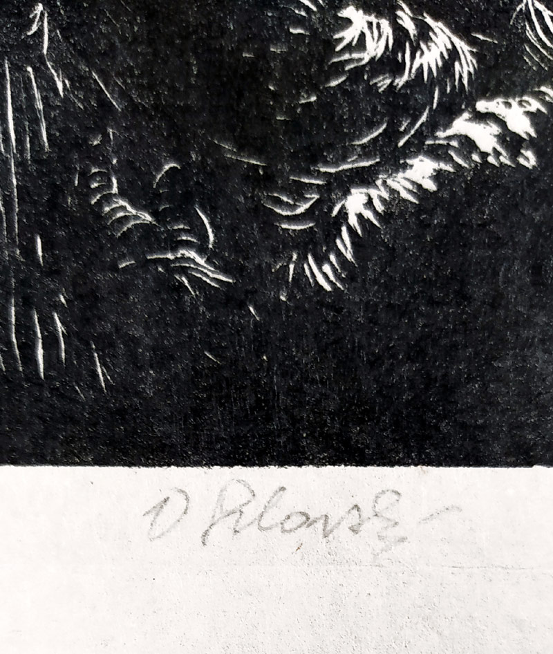 Silovský Vladimír – Loutkové divadlo, původní dřevoryt na japanu, nedatováno