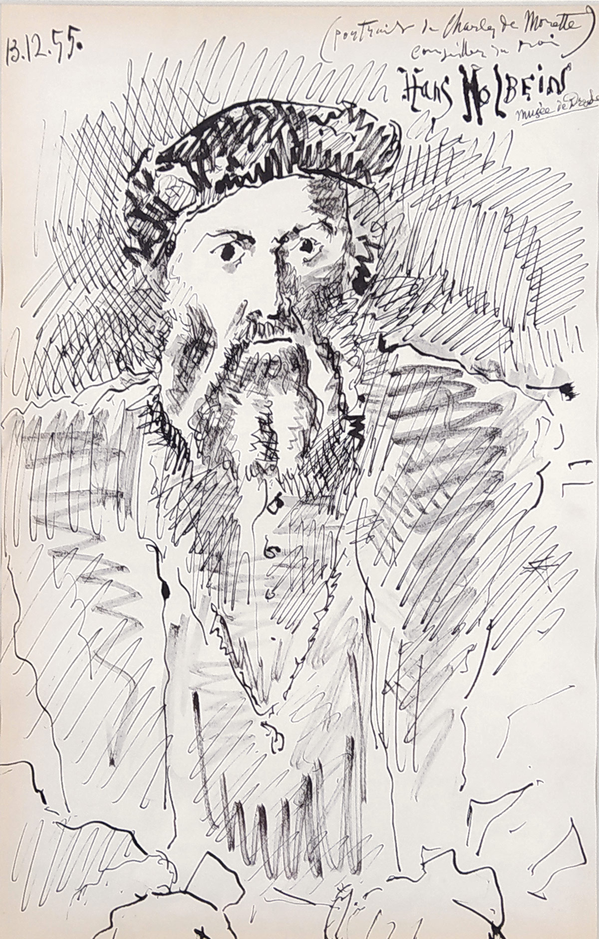 Picasso Pablo – Hans Holbein, Musée de Prado, 13. 12. 1955, původní litografie, 1955