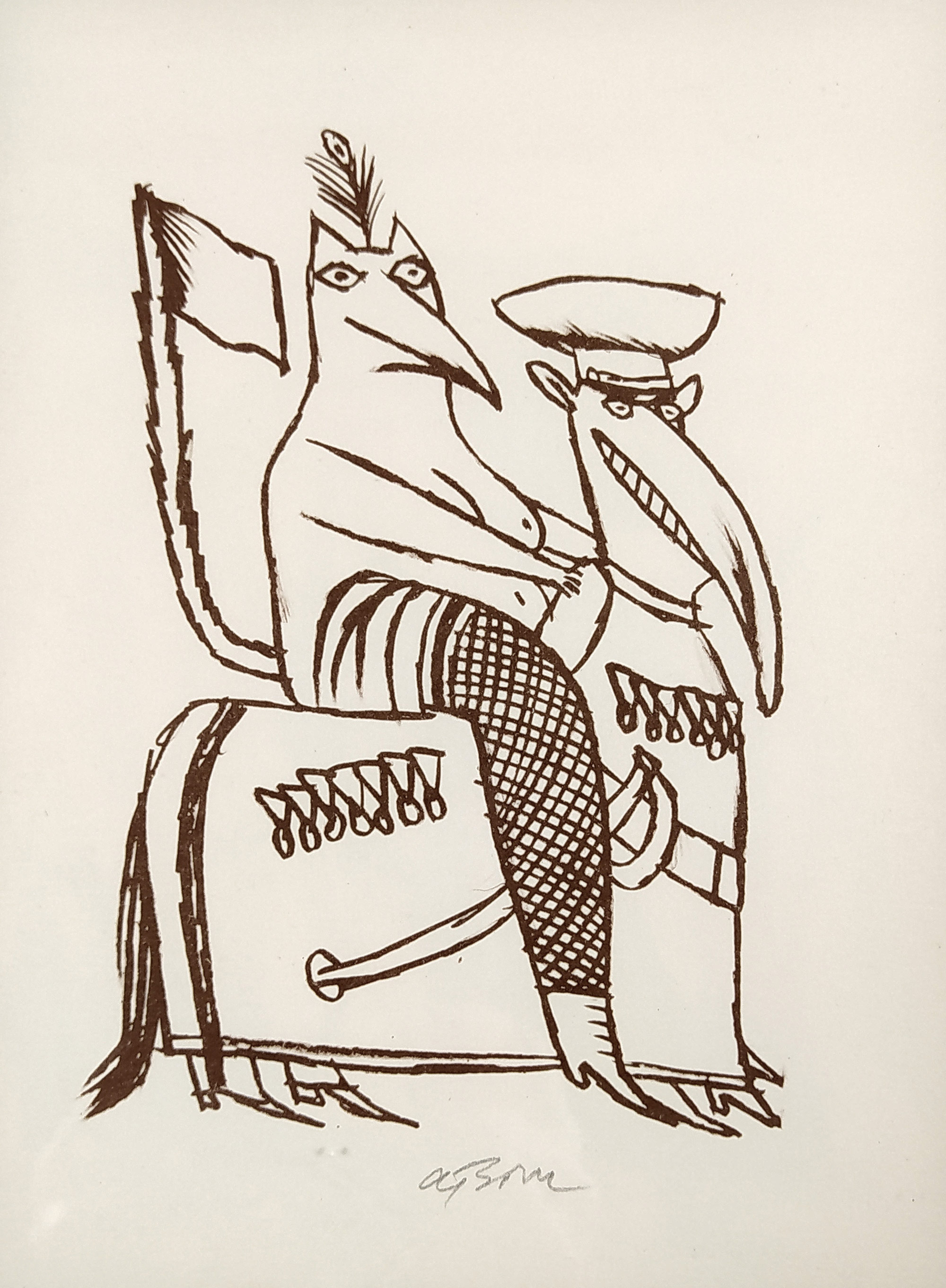 Born Adolf – Kabaretní umělkyně, signovaná původní litografie, nedatováno