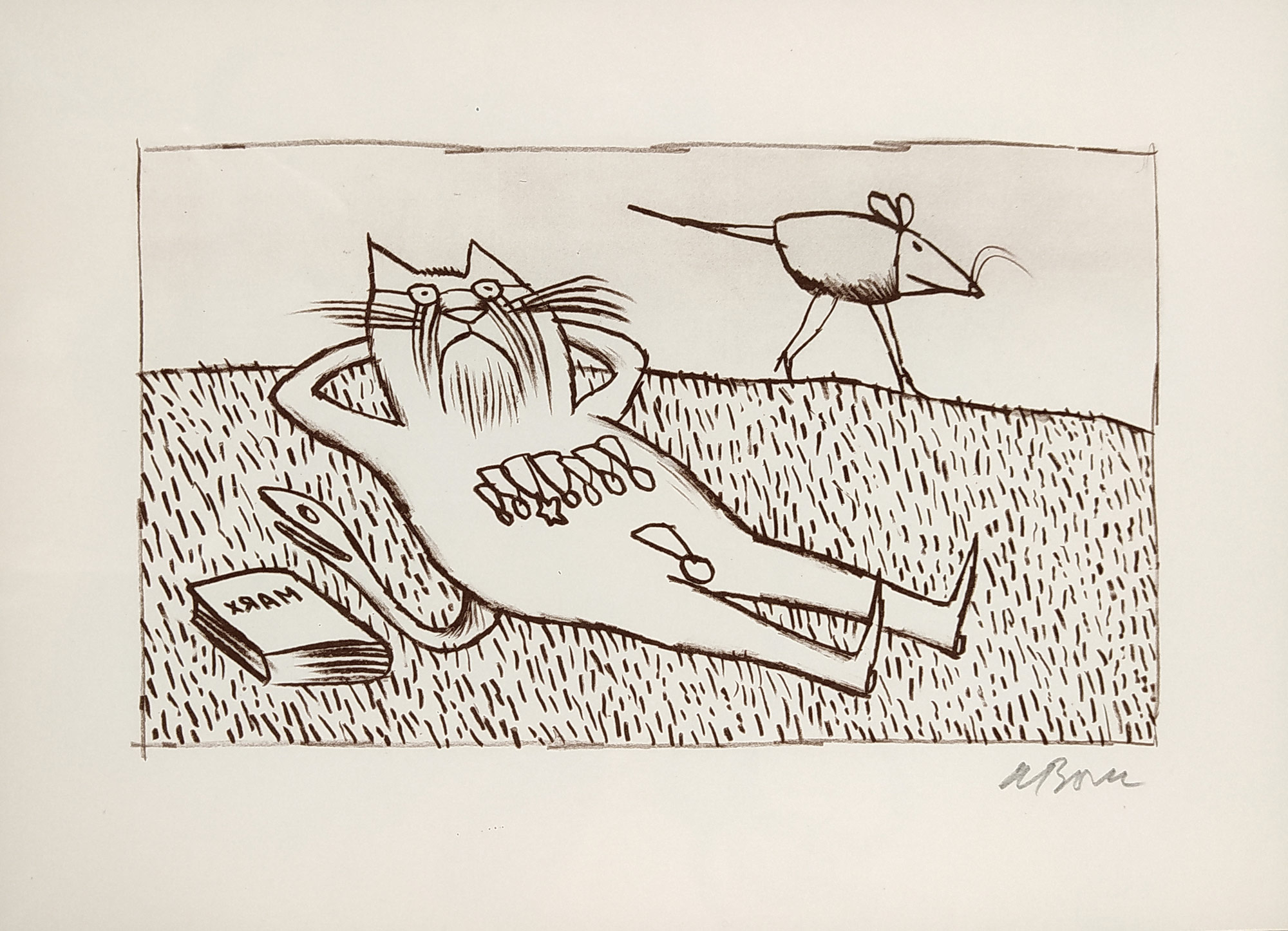 Born Adolf – Pan Kocour, signovaná původní litografie, nedatováno