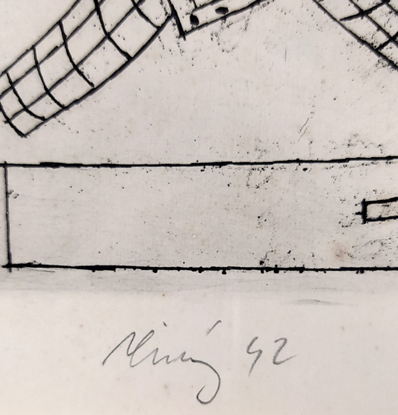 Tichý František – Novoročenka Jana Poše, původní lept, č. soup. 82, 1942