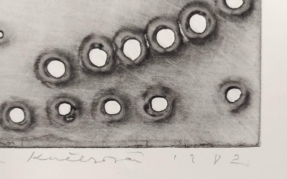 Kučerová Alena – Lhotecká strouha, autorský tisk z perforovaného plechu, č. 19/50, 1982