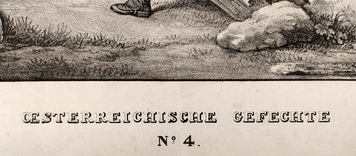 Trentsensky Matthias – Bitvy rakouské, původní litografie, 1845