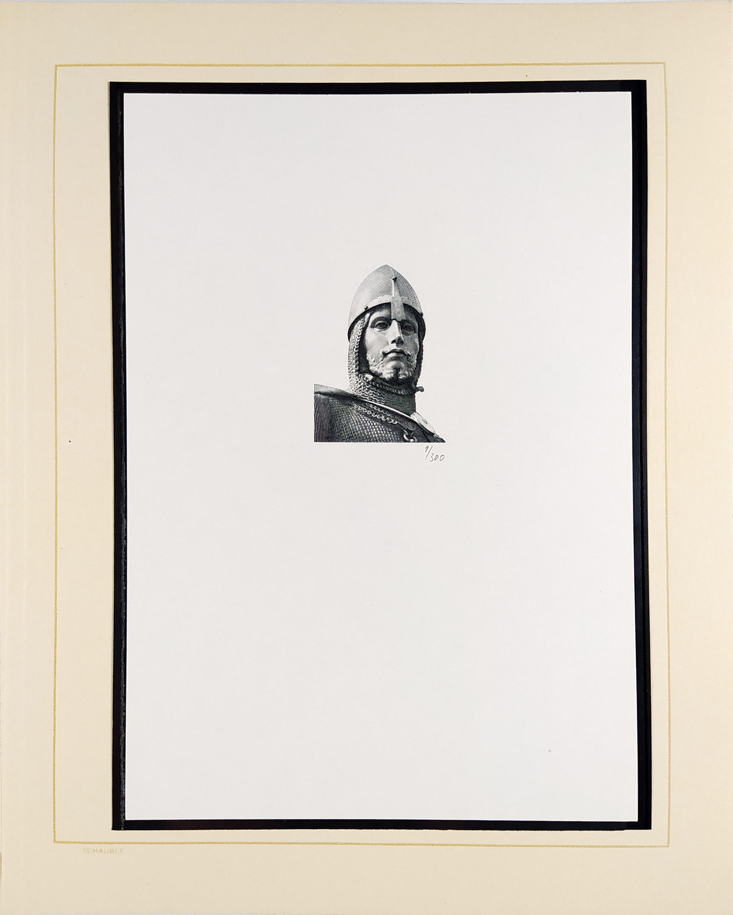 Schmidt Jindřich – Svatý Václav, návrh na bankovku 5000 korun 24. 2. 1944, oceloryt, nedatováno