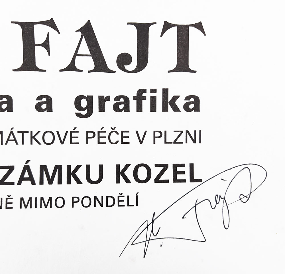 Fajt Václav – signovaný plakát k vlastní výstavě známkové tvorby a grafiky, ofset, 1986