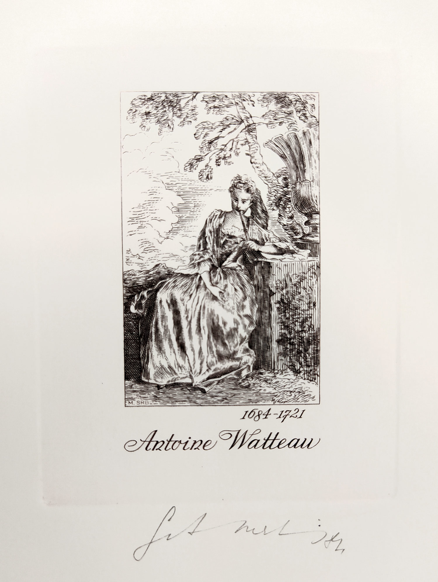 Srb Martin, Watteau Antoine – Dobové kostýmy ze starých rytin, tři původní oceloryty, 1984