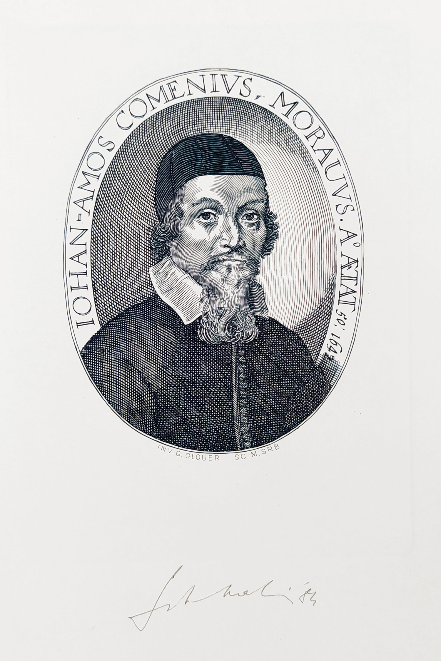 Srb Martin, Glover George – Portrét Komenského z roku 1642, dva oceloryty, 1984