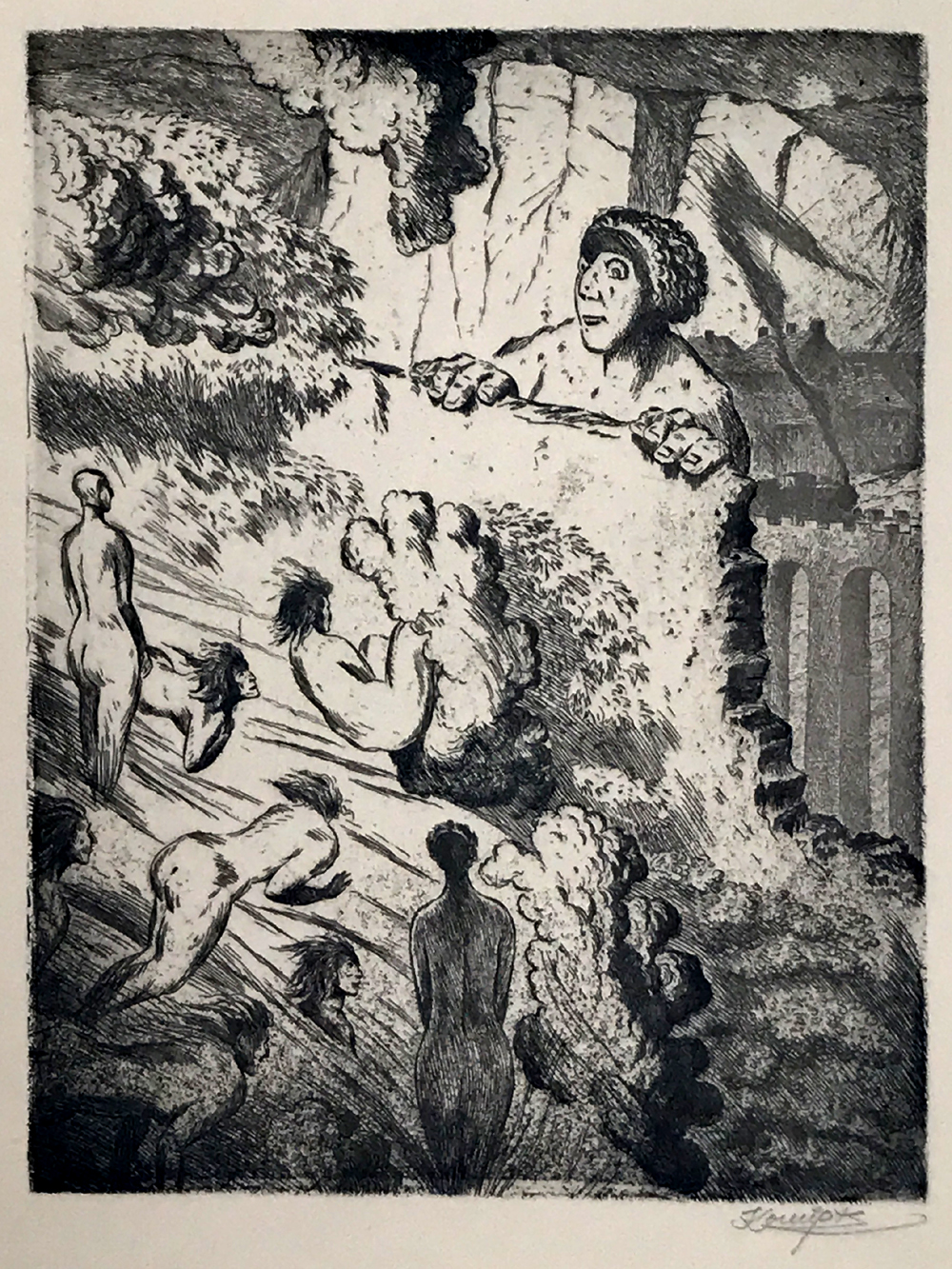 Konůpek Jan – Čarovná zahrada, lept na ručním papíře Holland Pannekoek, 1937