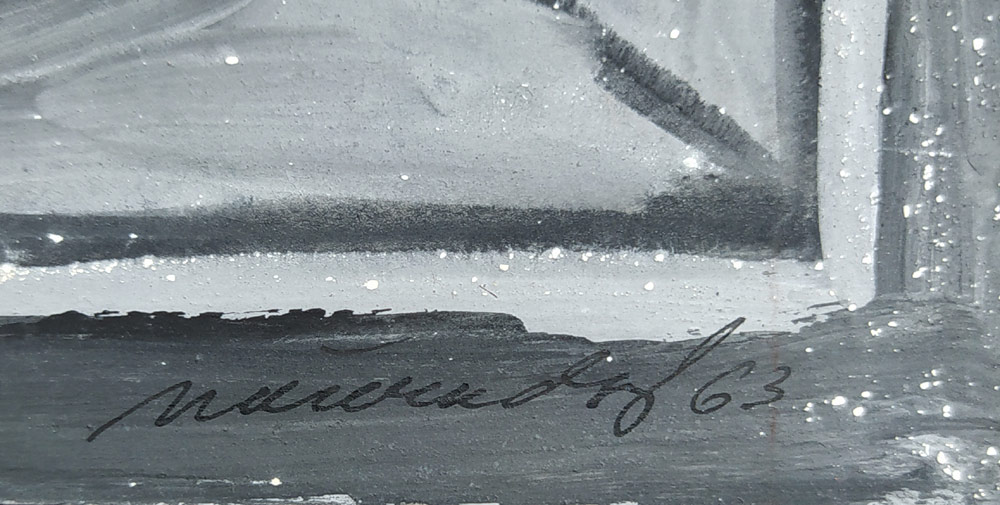 Načeradský Jiří – Zóna polarizované aktivity, signovaná malba temperou, 1963