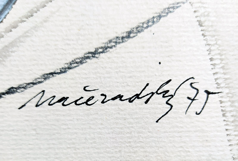 Načeradský Jiří – Hadí žena, akvarelem kolorovaná kresba tuší, 1975