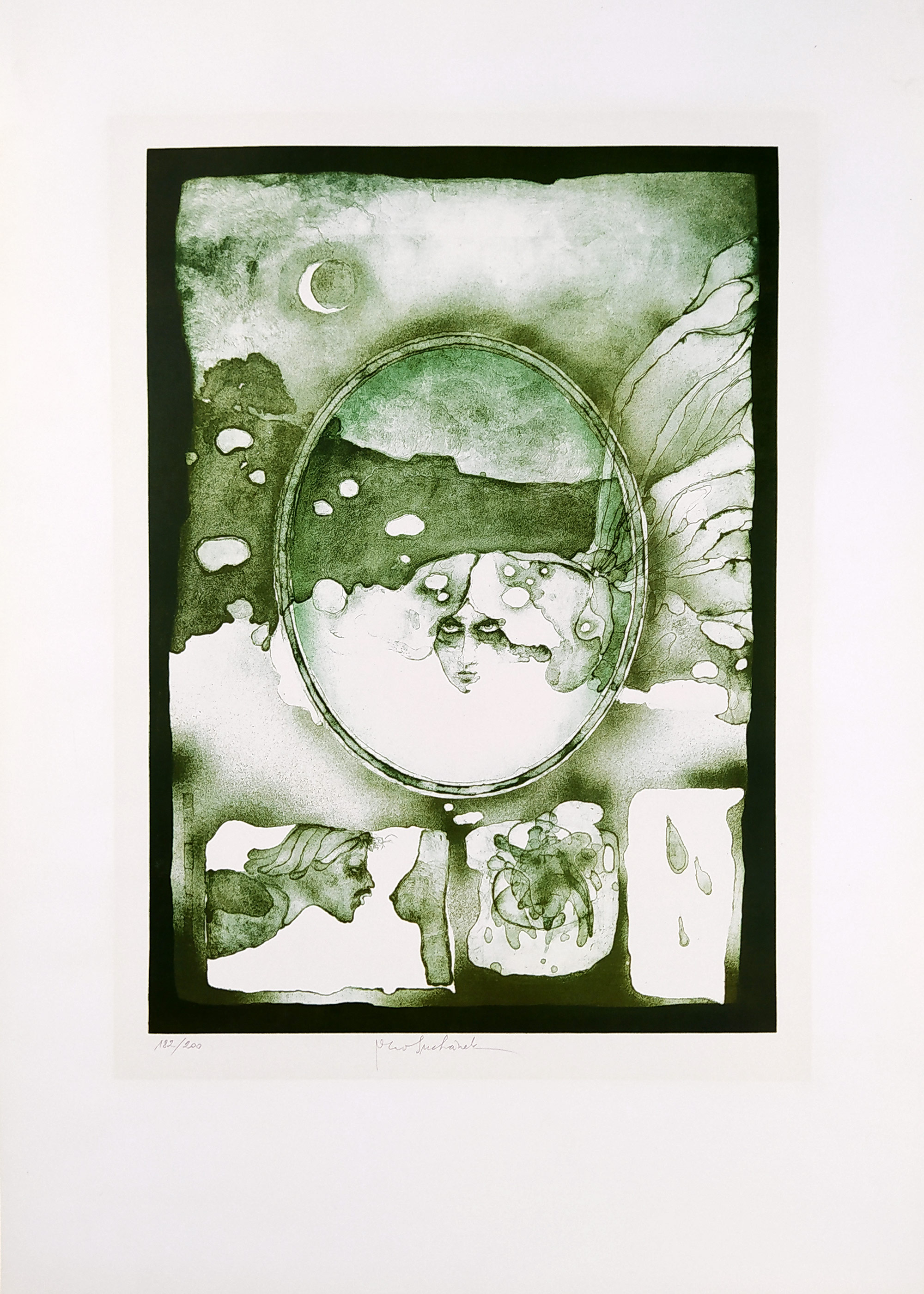 Suchánek Vladimír – Magická žena, původní monochromatická litografie, nedatováno