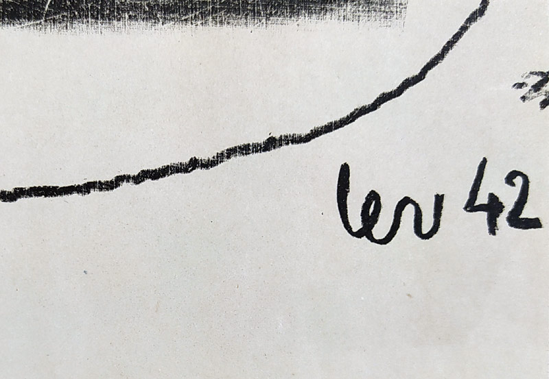 Šimák Lev – Periferie, signovaná litografie s barevným podtiskem, 1942