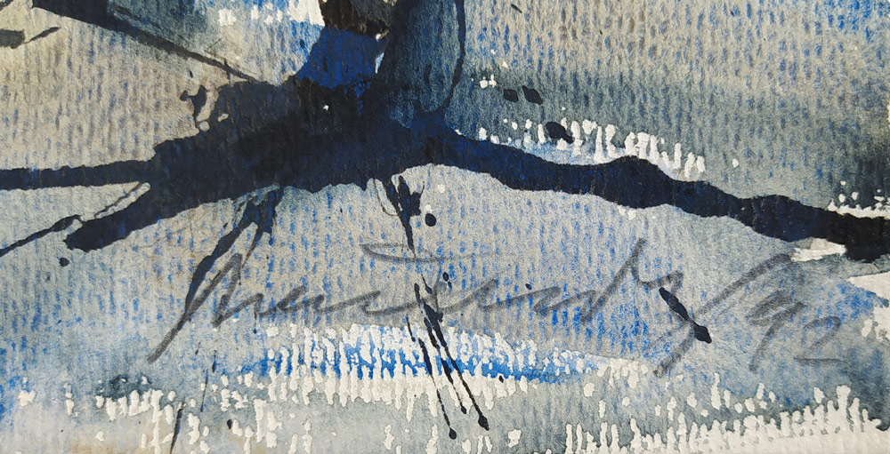 Načeradský Jiří – Chodci, kresba tuší a akvarelem, 1992