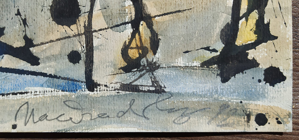 Načeradský Jiří – Chodci, kresba tuší a akvarelem, 1992