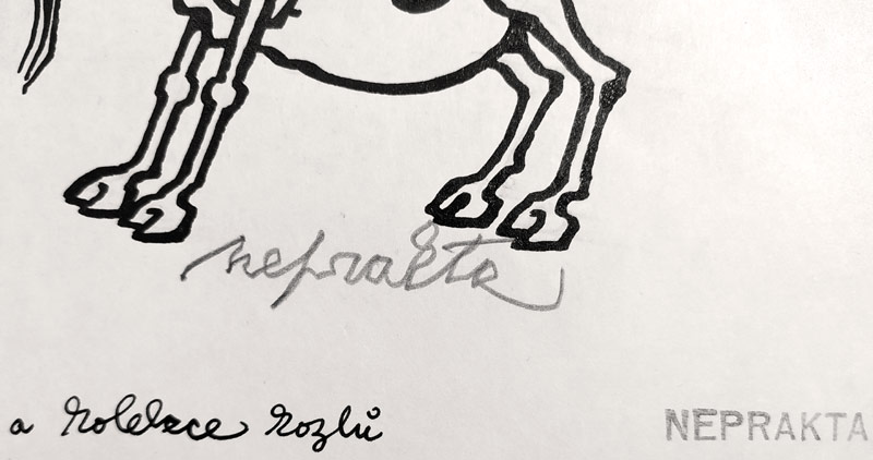 Neprakta, Jiří Winter – Pamětník a kolekce kozlů, kresba tuší, nedatováno