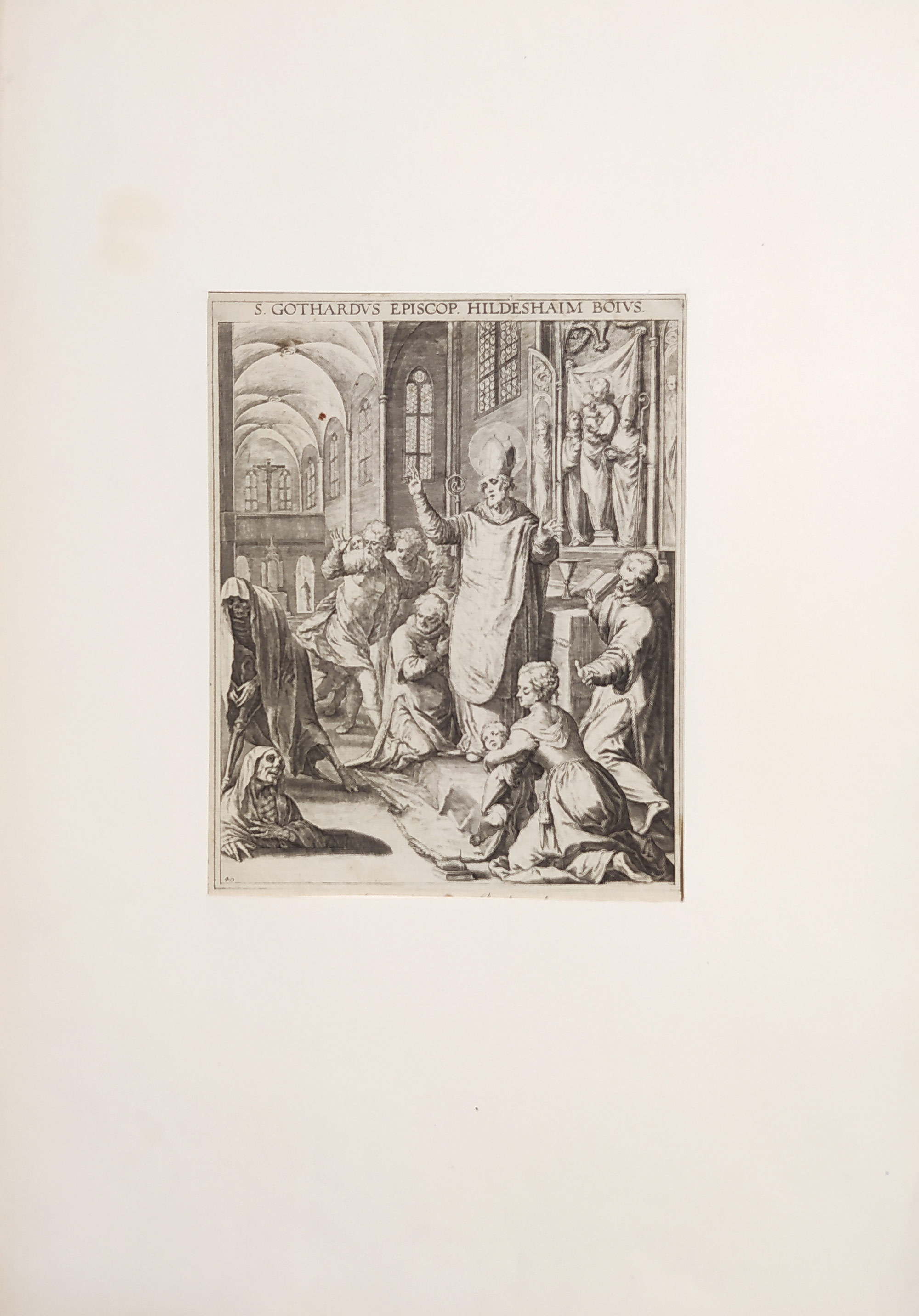 Sadeler Raphael – Sv. Gothard z Hildesheimu, biskup, původní mědiryt, 1615