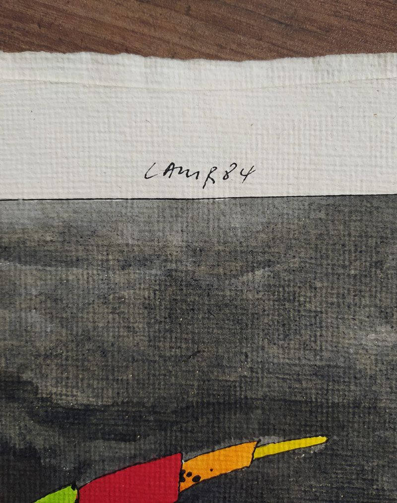 Lamr Aleš – Čerň, k básni Vladimíra Holana, akvarelem kolorovaná kresba tuší, 1984