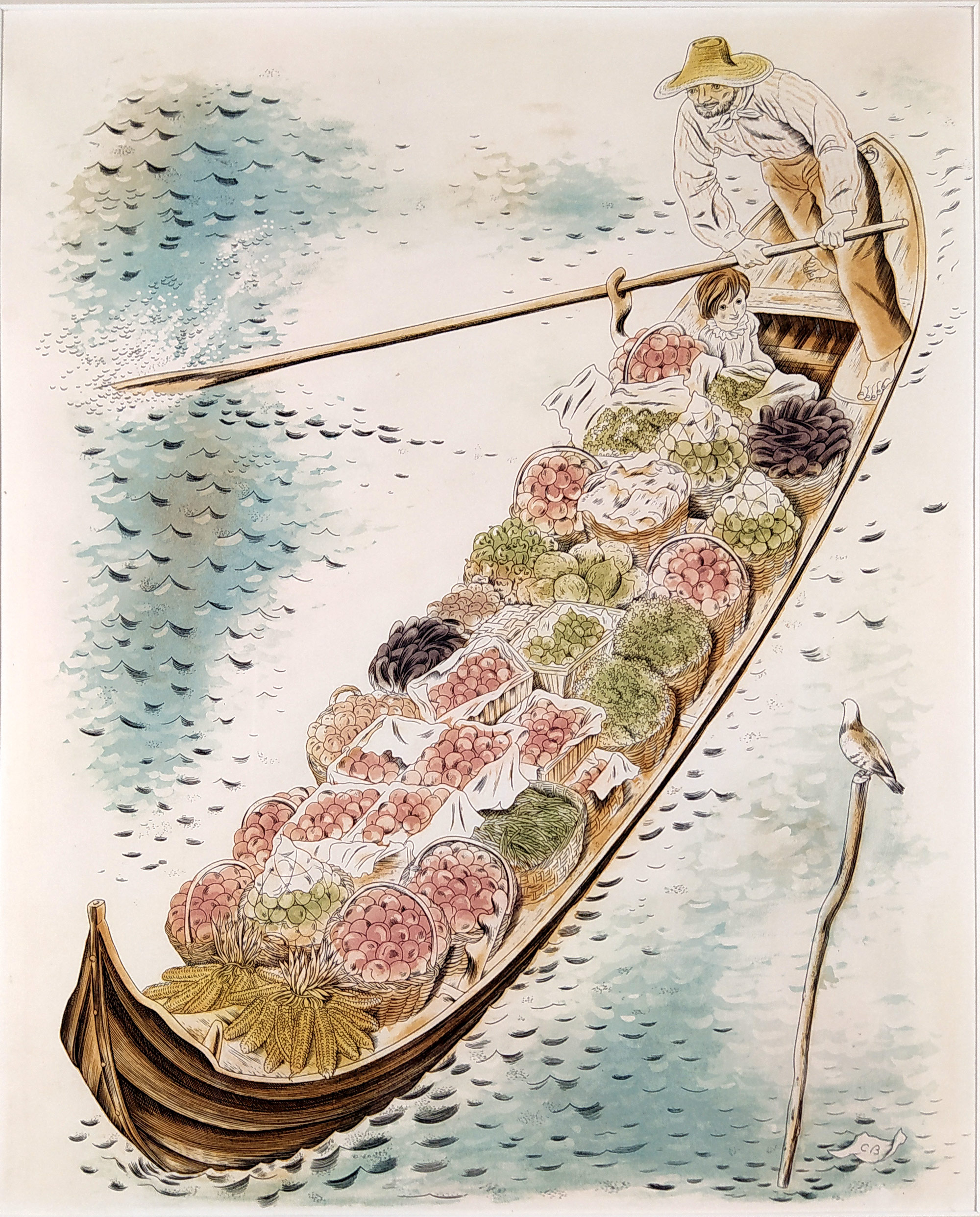 Bouda Cyril – Ovocnář, původní mědiryt s akvatintou, 1941