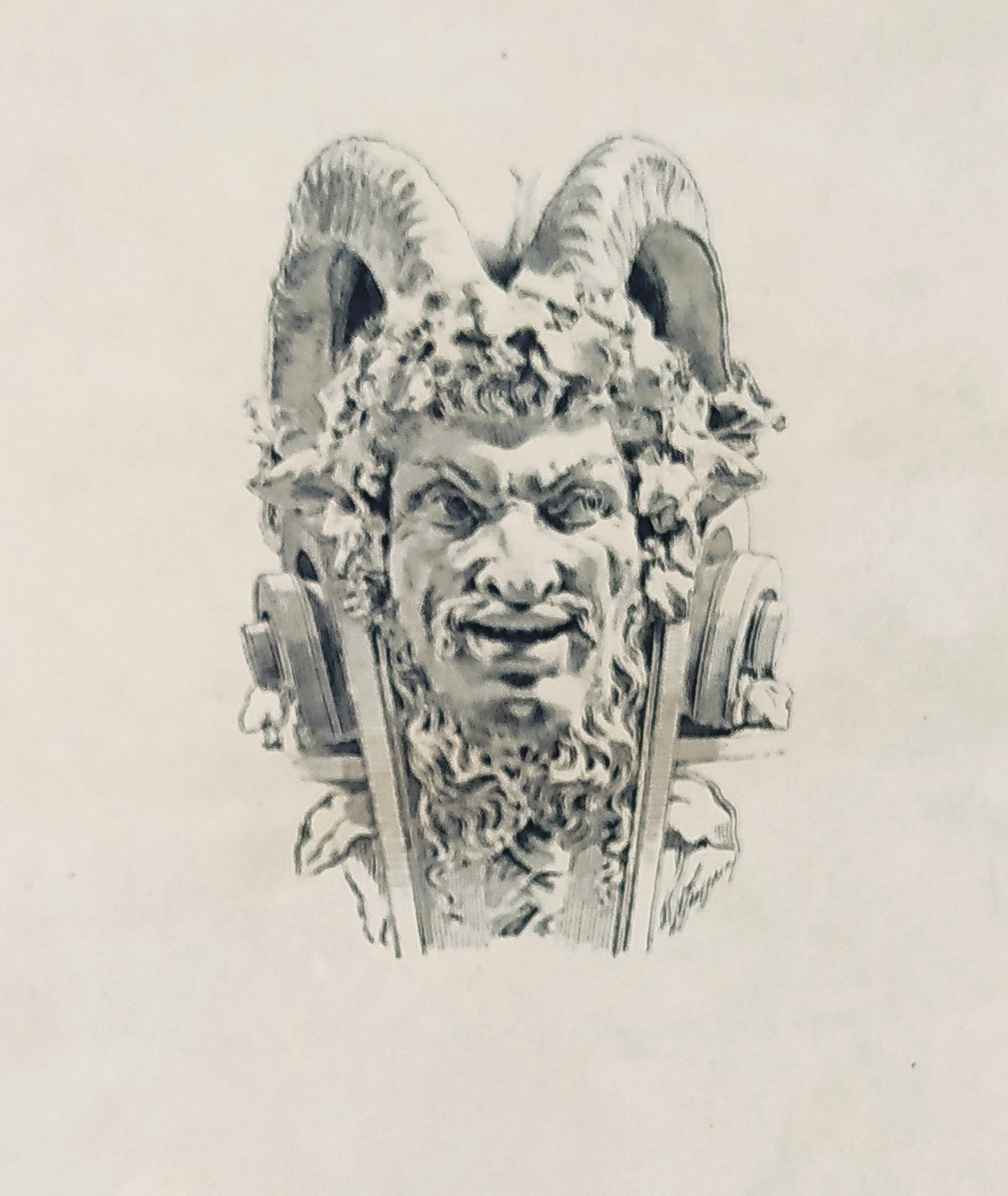 Toussaint Henri-Charles – Maskaron, původní litografie, ca 1900