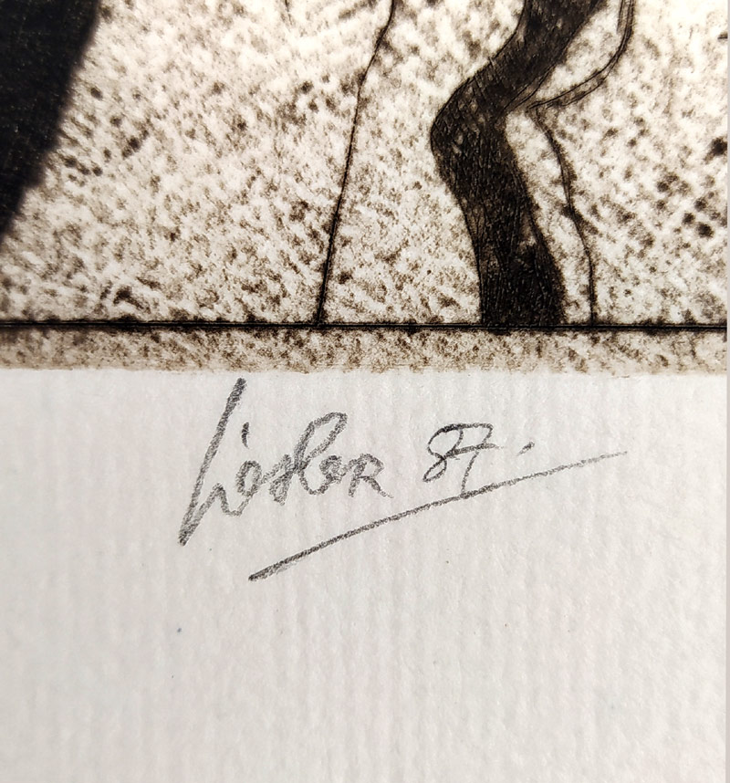 Liesler Josef – Muž v kostýmu, lept s akvatintou, 1987